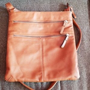 Brown crossbody with zippers